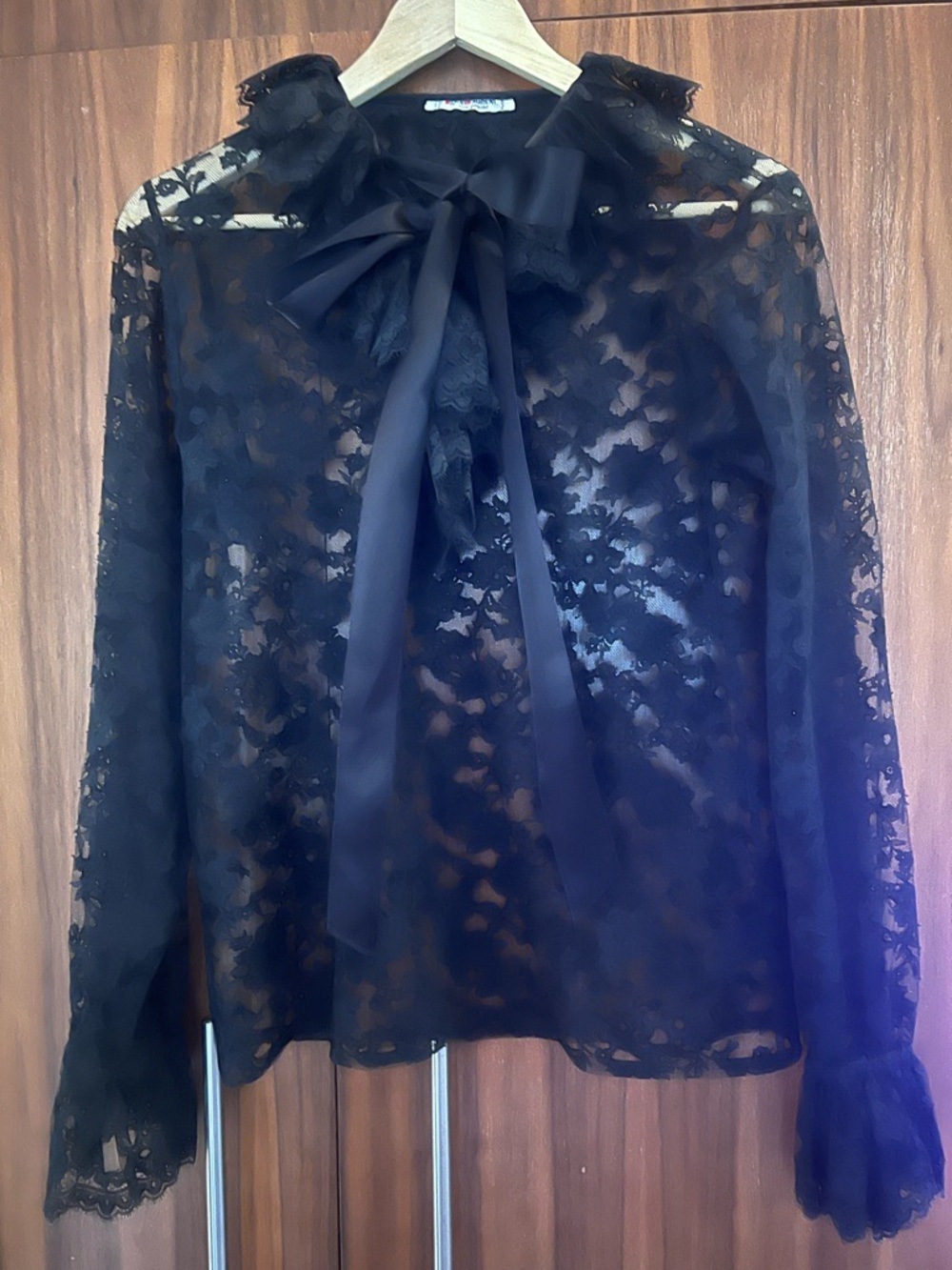 1970’s Yves Saint Laurent Lace Tie Blouse - Picture 2 of 5